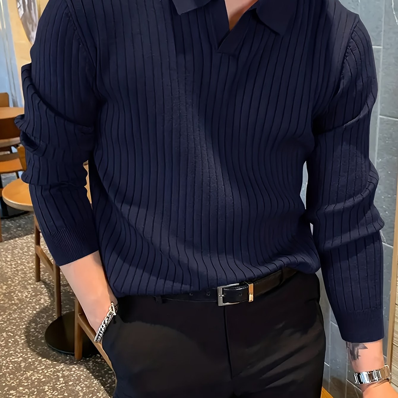 New Cross-border Men's Collar Sweater