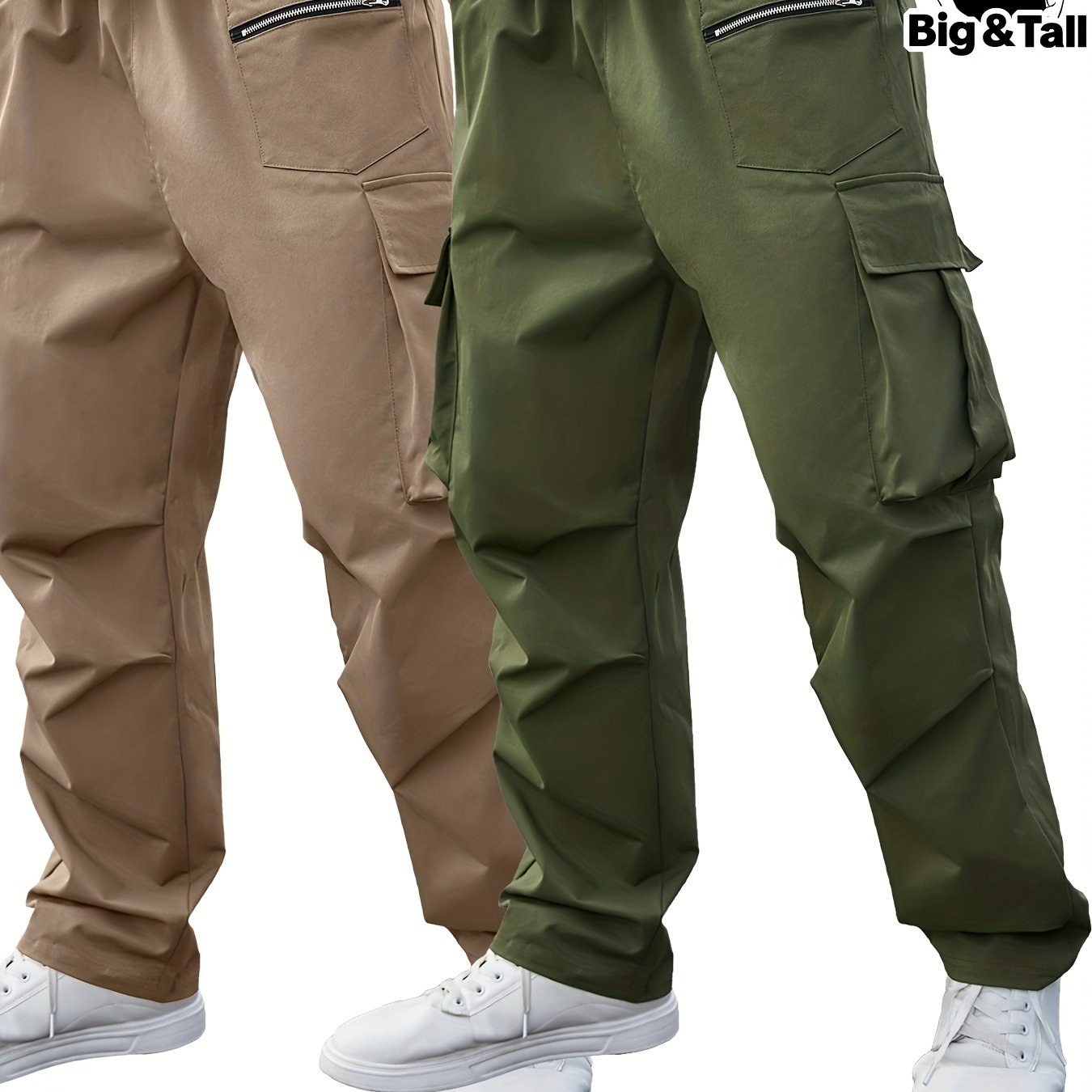 Ensemble 2 pantalons cargo grande taille pour homme – robustes, multi-poches utilitaires, tissu non extensible, idéals construction, randonnée et usage quotidien, toutes saisons, entretien facile