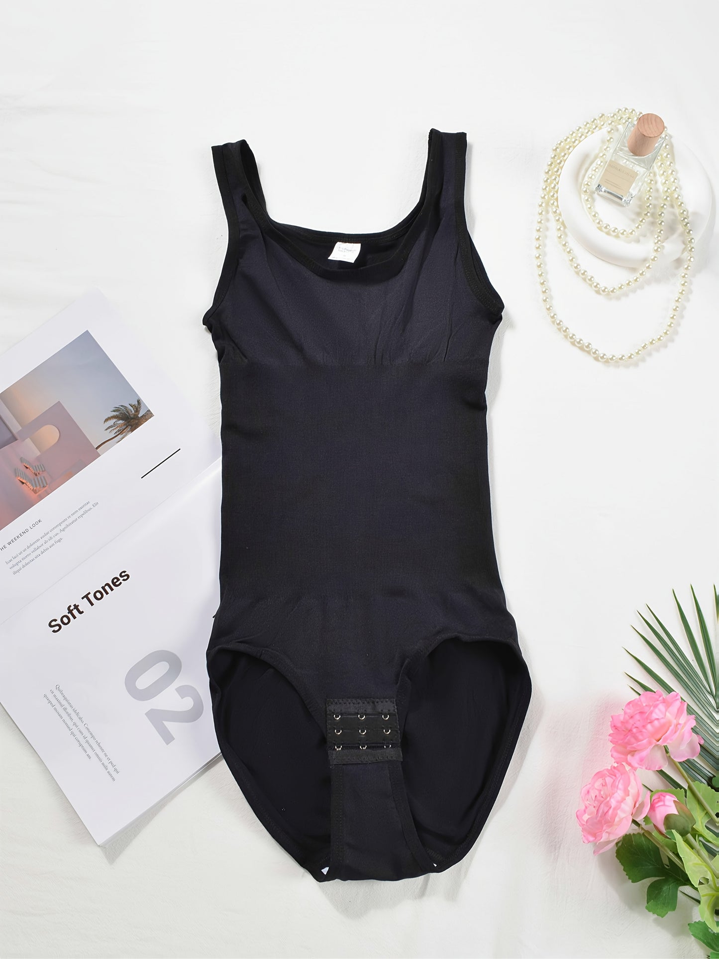 Body sculptant taille haute femme – contrôle du ventre, shapewear sans couture en nylon respirant, 3 crochets pratiques, bretelles réglables, soulagement de pression, maintien poitrine complet