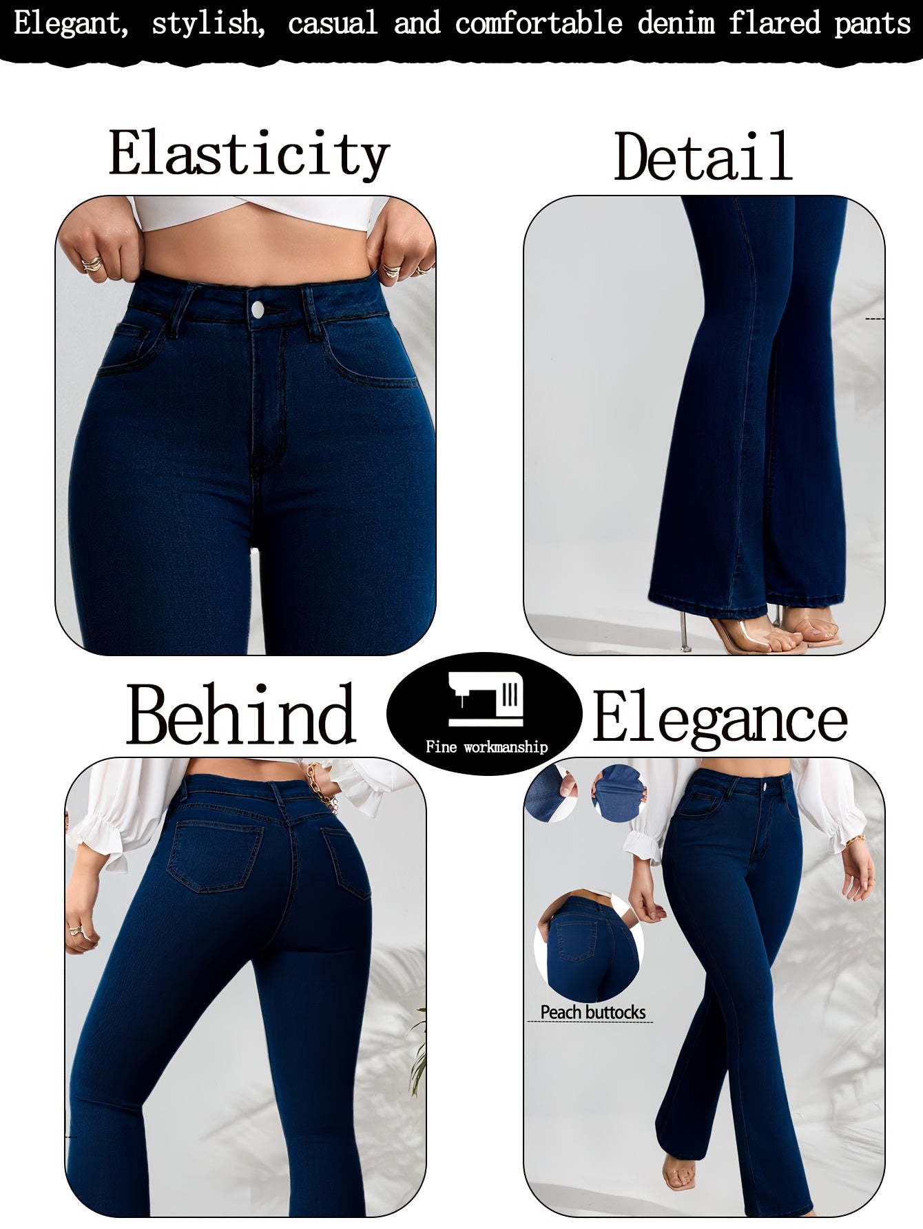 Jeans évasés bleus élégants et confortables pour femmes style casual