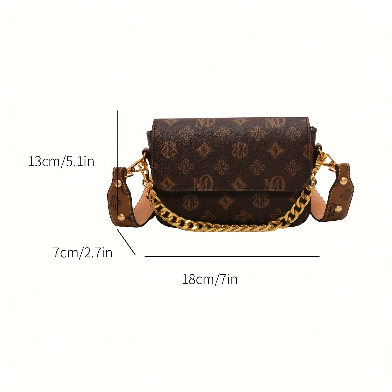 Sac convertible marron café pour femmes – Bandoulière chaîne dorée, fermeture magnétique