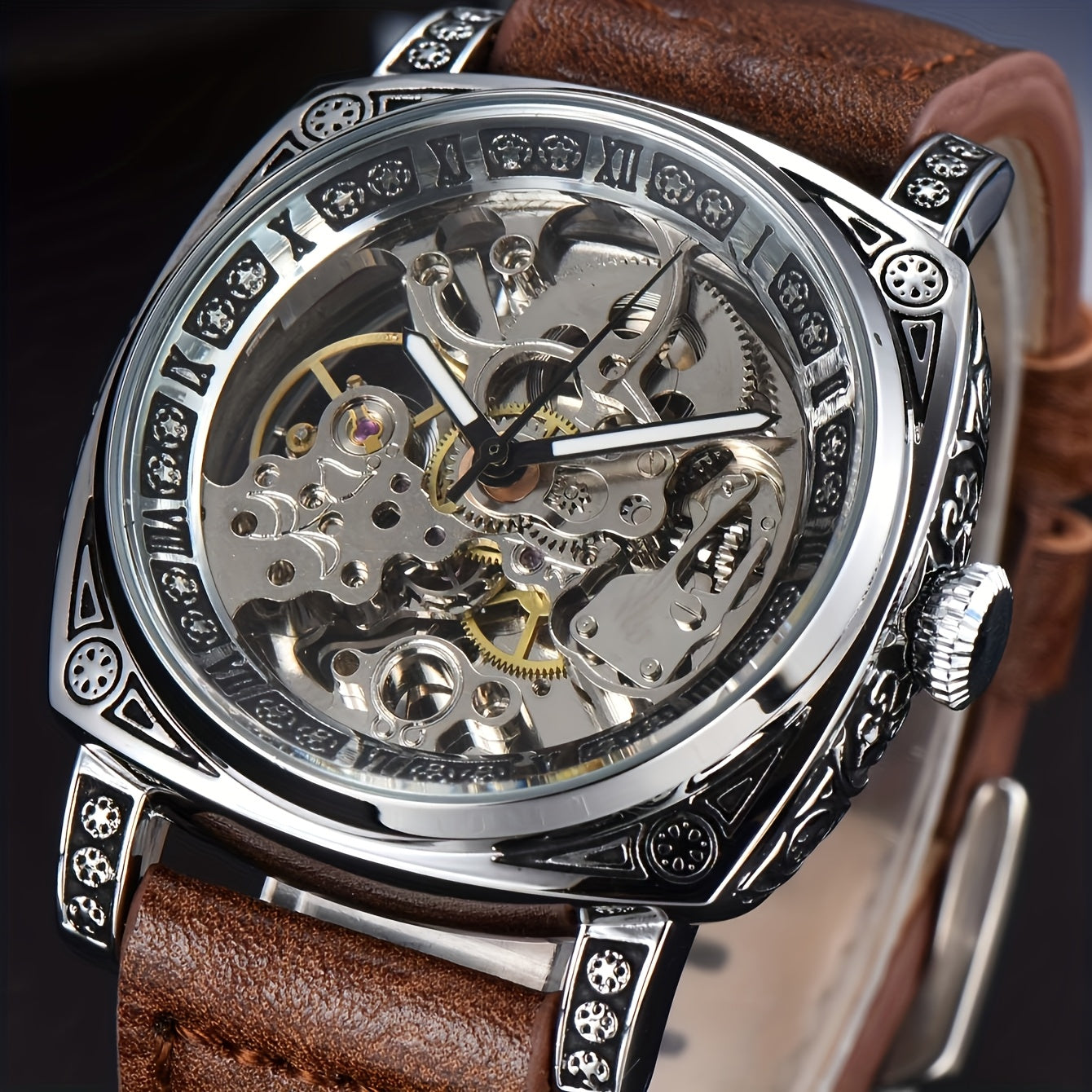 Business fashion Men's watches, mechanical movements, automatic mechanical watches, artificial leather straps, best-selling watches for young men to give to their boyfriends and husbands. There are multiple colors to choose f