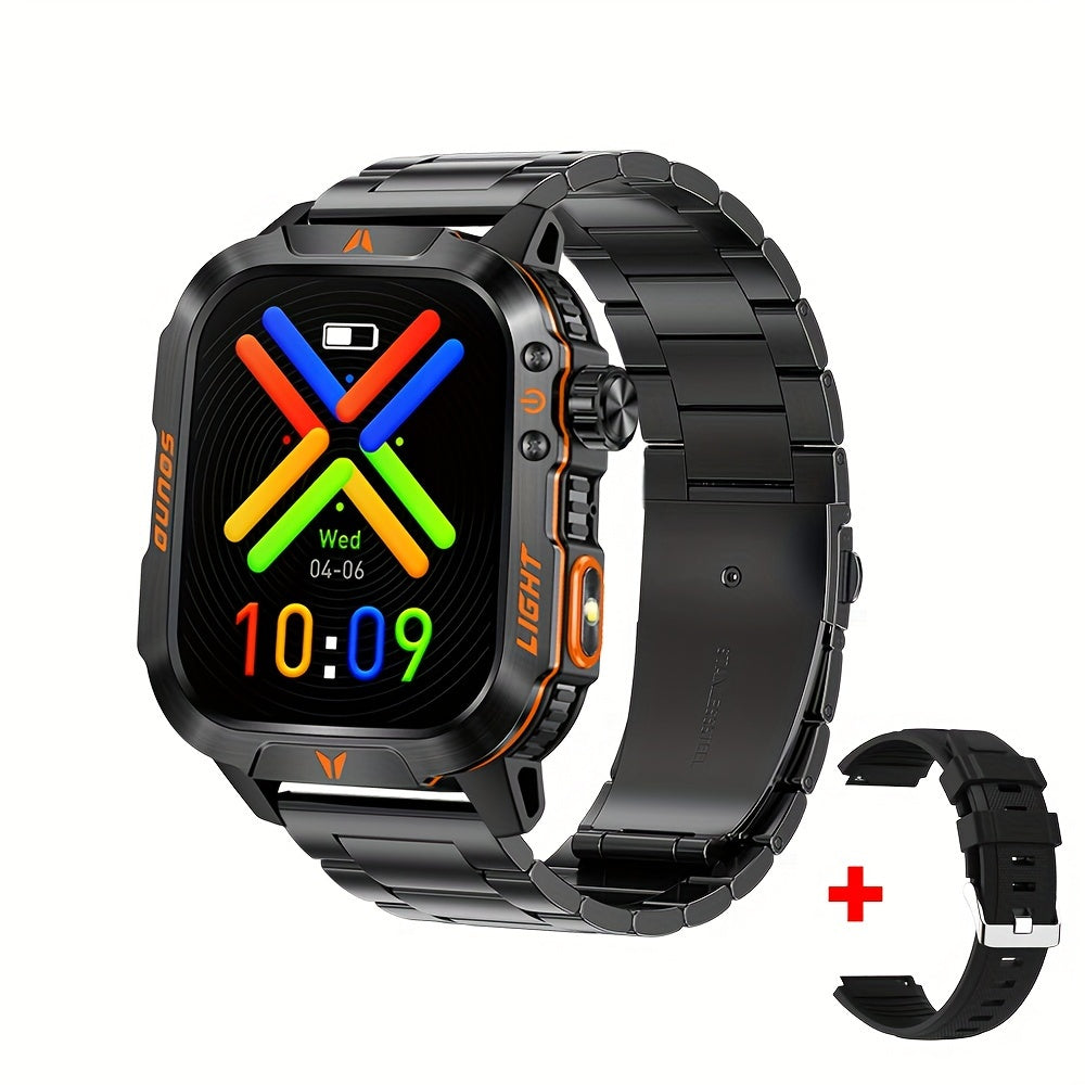 QTLJJBY Men's Smartwatch - 2.02" HD Display, Call & Text Functionality, Camo Design With Altimeter, Barometer, LED Flashlight, Sleep Tracker And 600mAh Battery - Perfect For Fitness & Outdoor Adventures