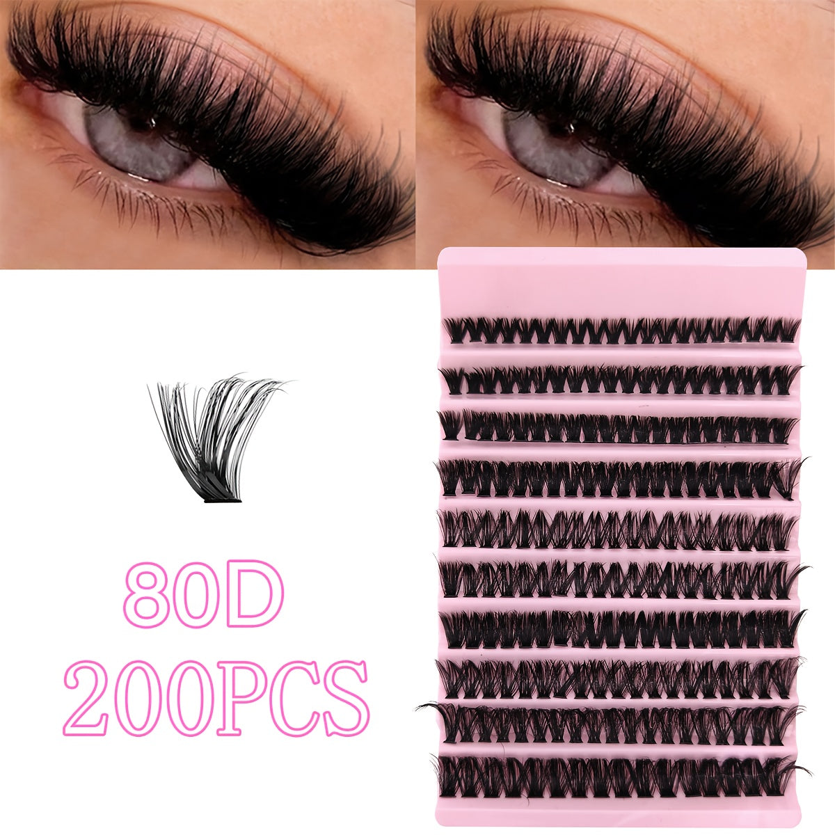 200/120 pcs de Paquets de Cils Individuels – D Curl, 8-16 mm, Base Large, Effet Naturel et Extra Épais, Réutilisables, Kit DIY pour Extensions de Cils à la Maison ou en Déplacement, Parfaits pour Usage Quotidien, Mariages, Rendez-Vous et Soirées