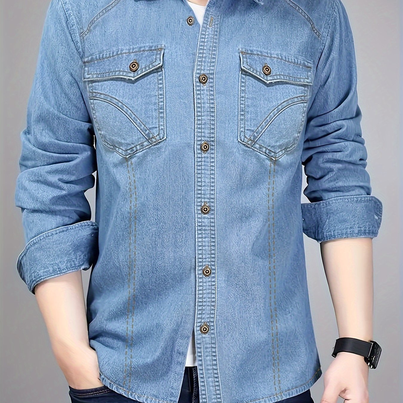 Gengyuan'S Features a Trendy Deep Blue Tie-Dye Denim Shirt for Men.
