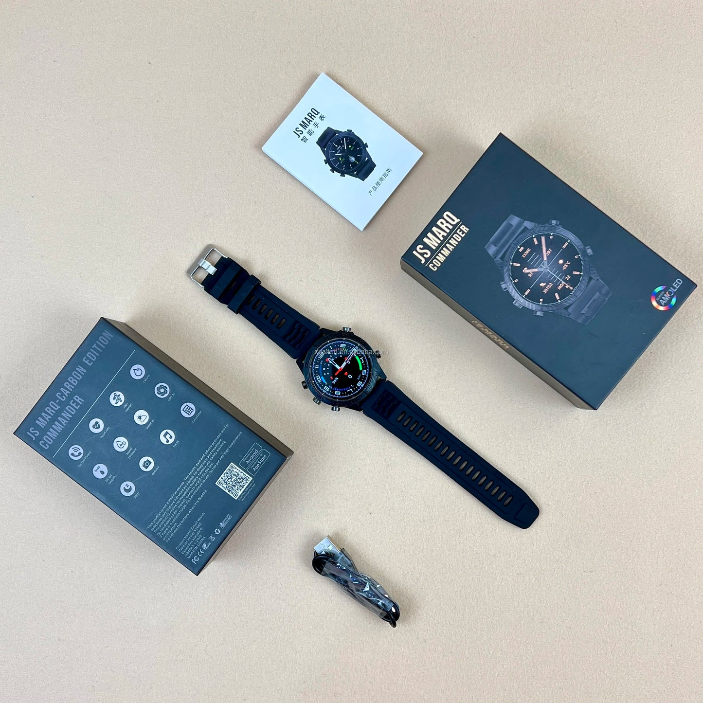 Montre Connectée JS MARQ 2025 Homme – Haute Qualité, Style Sport & Fashion, 100 Modes, Podomètre, Écran Rond HD 1,39", Appels Bluetooth, Contrôle Musique, Suivi Cardiaque – Compatible Android