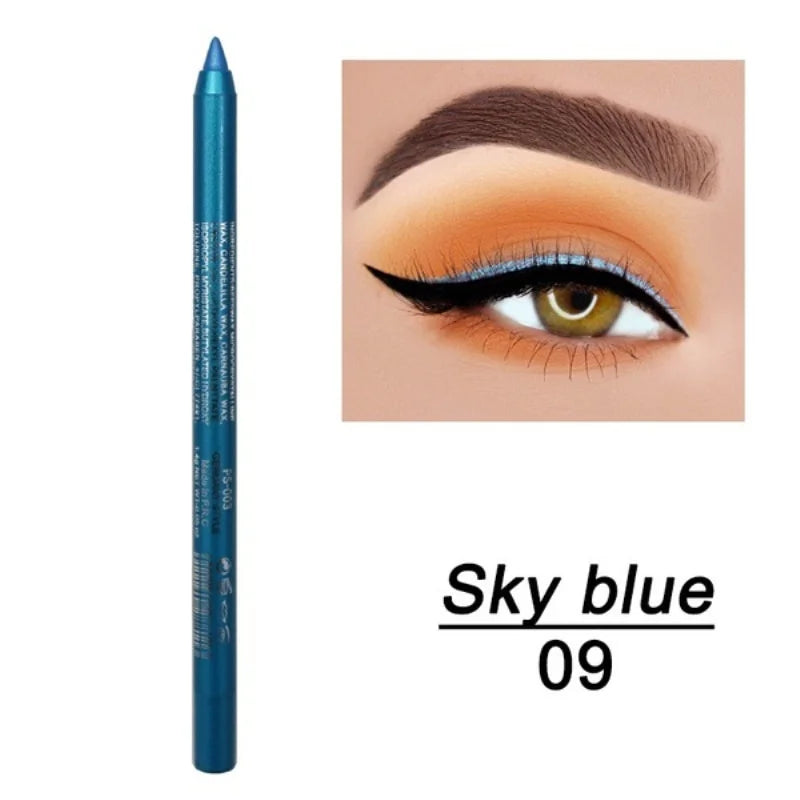 Crayon Eyeliner 14 Couleurs — Longue Tenue, Waterproof, Pigmentation Intense, Teintes Vert et Marron, Maquillage Mode pour Femmes