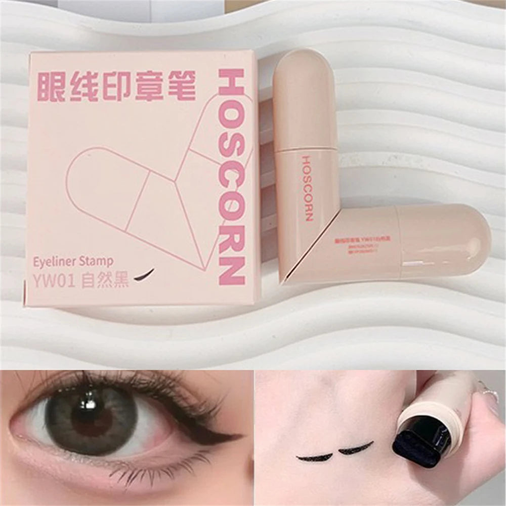 Tampon Eyeliner Intégré Double-Ailé – Étanche, Résistant à la Transpiration, Longue Tenue, Facile à Utiliser, Idéal pour Débutants, Pochoir Maquillage Rapide