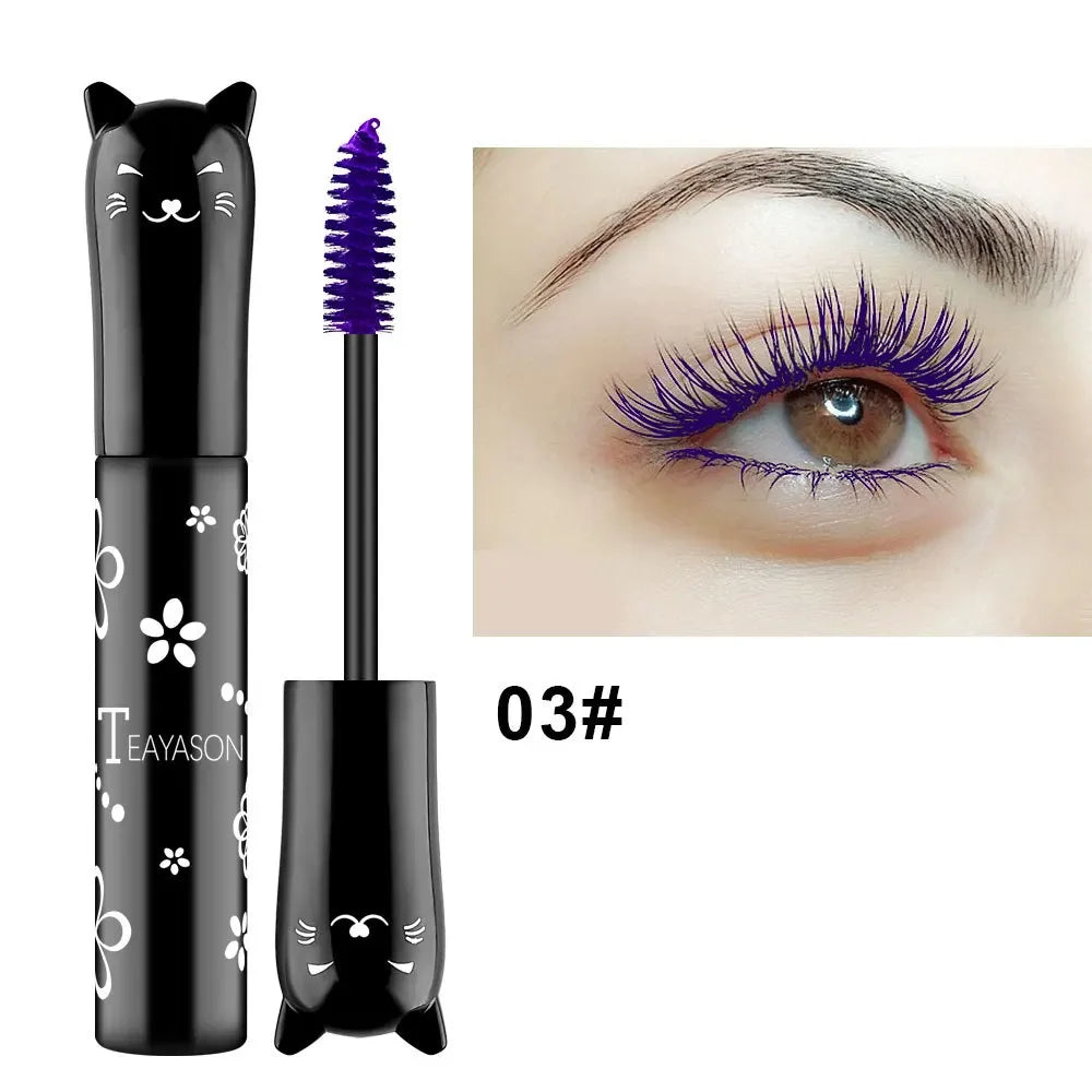 Mascara multicolore waterproof séchage rapide cils recourbés extensions bleu, rose, violet, noir, blanc maquillage