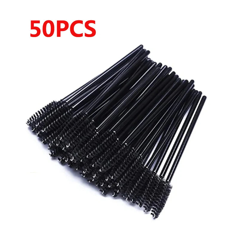 Lot de 5 ou 50 pinceaux maquillage nylon jetables brosse cils et sourcils peigne pour extensions et mascara