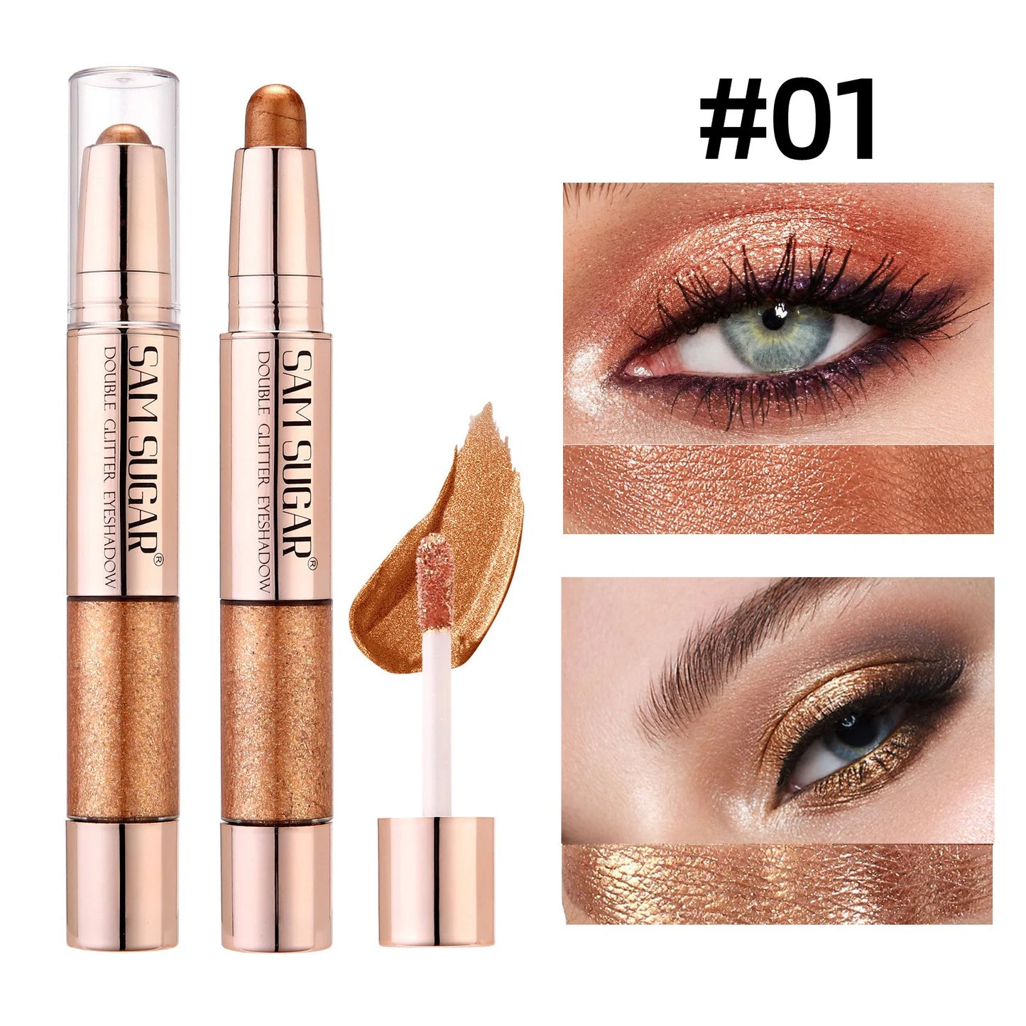Crayon fard à paupières liquide double embout, nacré, contouring soyeux, scintillant, waterproof, longue tenue, maquillage fête