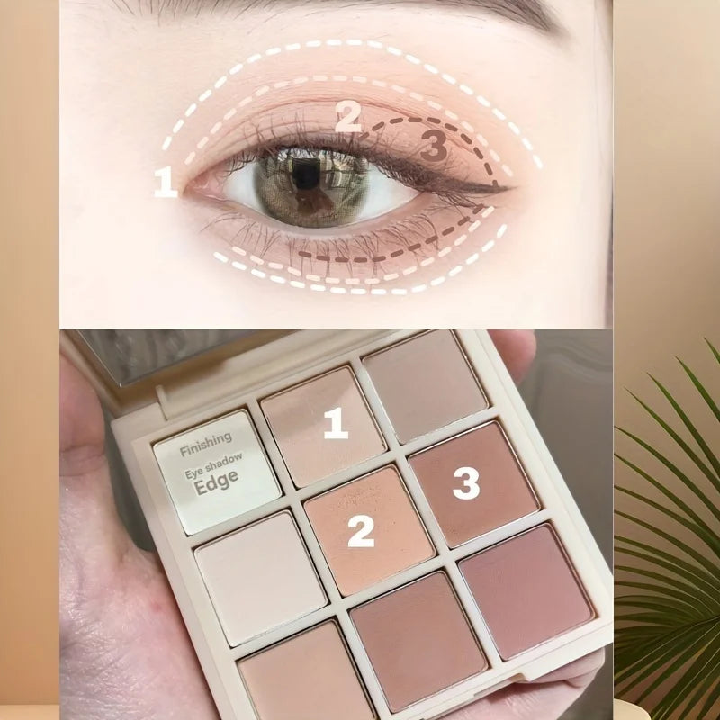 Palette de fards à paupières multifonctionnelle 9 couleurs, nuances variées, longue tenue et hydratante, kit de maquillage pour femmes