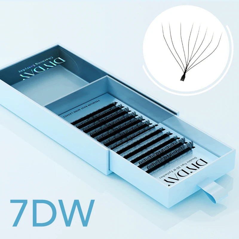 Extensions de cils en forme de W – Cils Bloom prémontés 3D, 4D, 5D, 6D, 7D, 8D, naturels et doux – Éventails d’extensions de cils