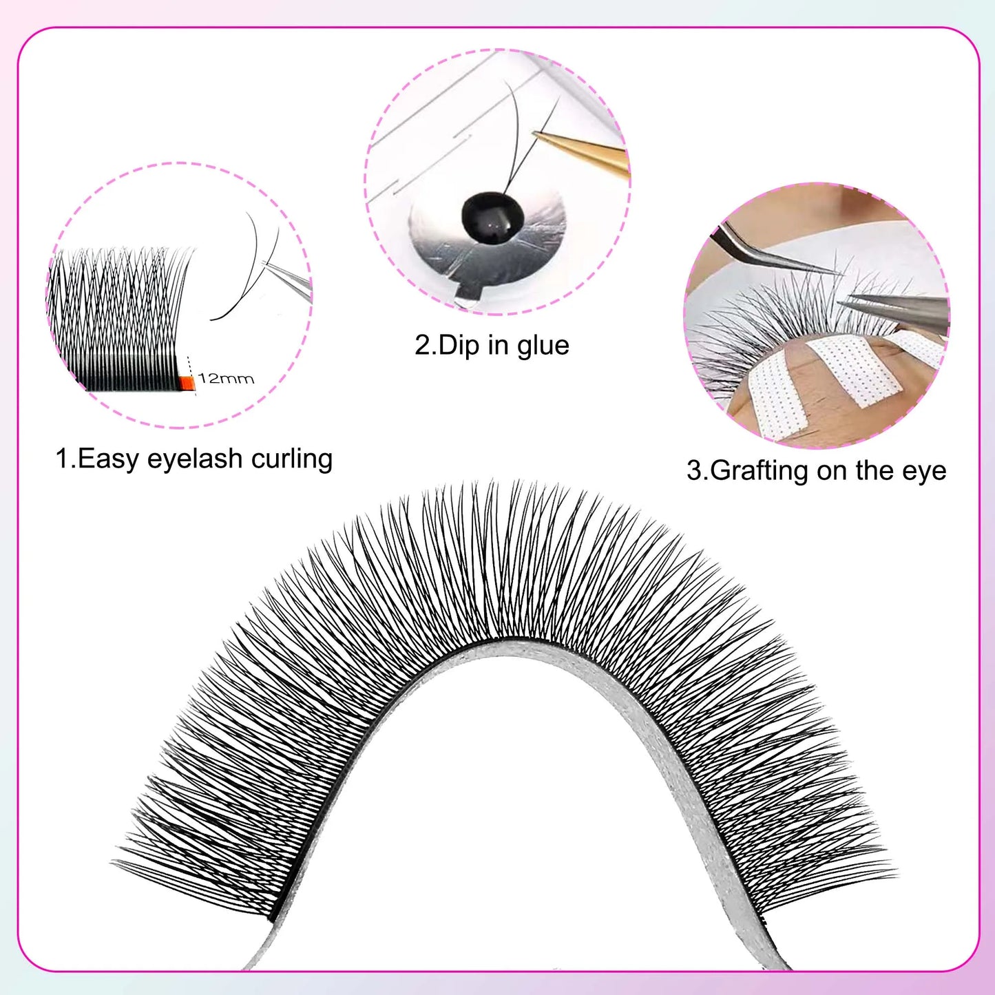 Extensions de cils 1D/2D en Y – Faux cils en vison, courbure C/D, effet naturel, volume russe, doux – Matériau PBT, maquillage, vente en gros
