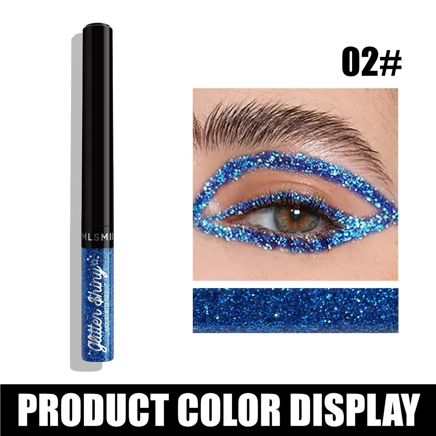 1 Pc Eyeliner Liquide Coloré Pailleté – Soyeux, Facile à Appliquer, Paillettes Fines, Anti-Bavure