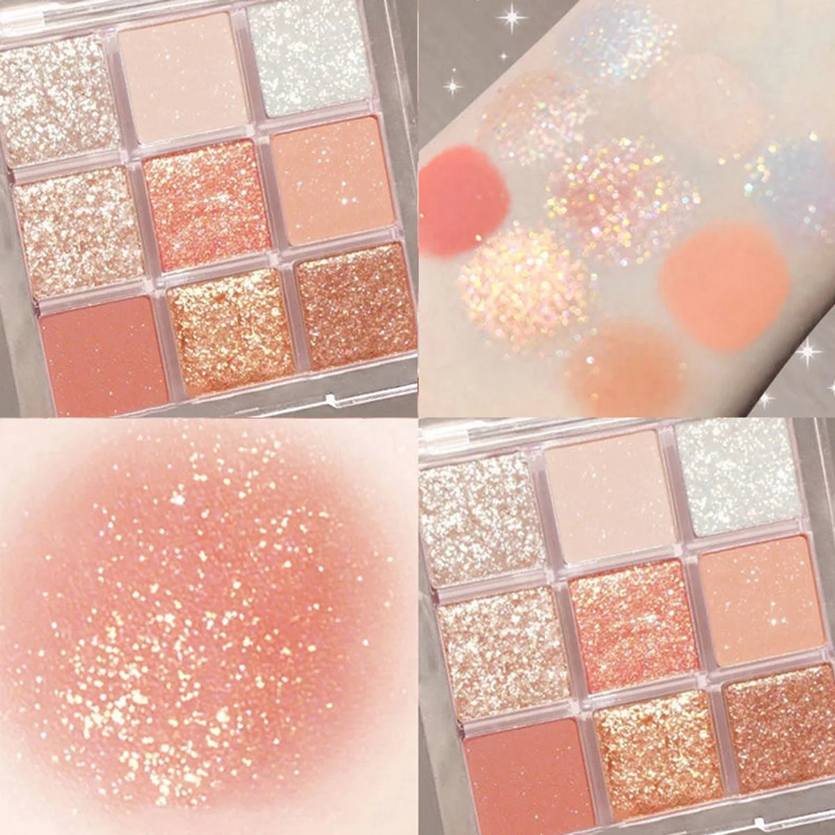 Palette de Fards à Paupières 9 Couleurs — Finitions Pailletées, Nacrées et Mattes, Palette Multi-Usage pour un Maquillage Complet des Yeux