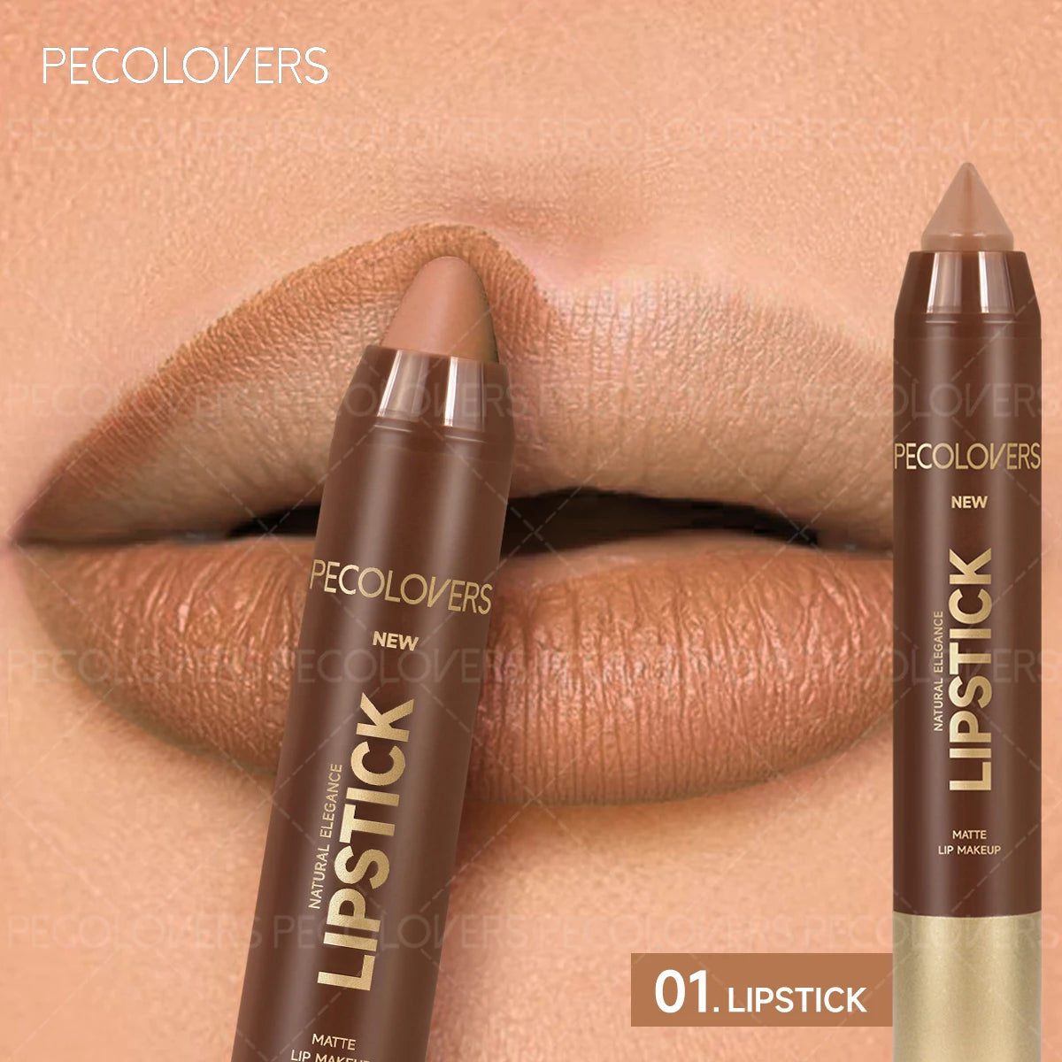 Crayon à Lèvres Mat Marron – Double Usage Contour et Rouge à Lèvres, Waterproof, Longue Tenue, Fini Naturel, Idéal Cadeau