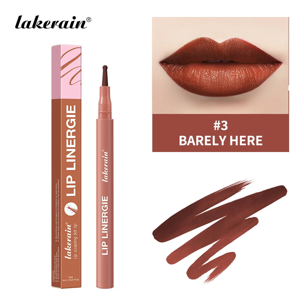 Crayon à Lèvres – Pointe Bille Flexible, Longue Tenue, Waterproof, Anti-Transfert et Anti-Bavure, 8 Couleurs, Maquillage des Lèvres