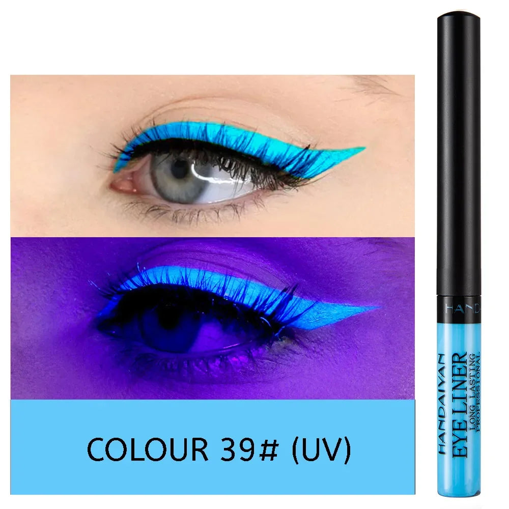 HANDAIYAN-Eyeliner liquide UV imperméable à l'eau, stylo eye-liner à séchage rapide, maquillage sexy, ne se décolore pas, rayons ultraviolets, 12 documents
