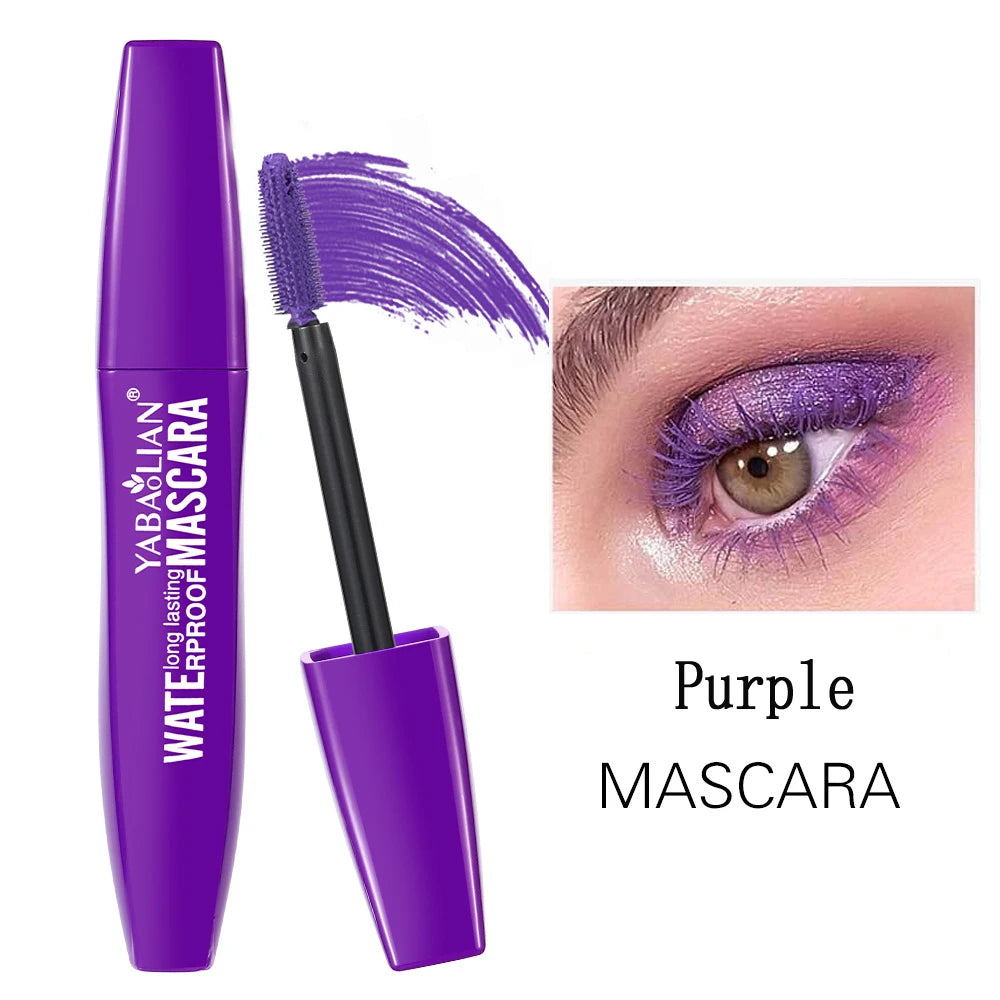 Mascara neutre 1/3 pièces coloré waterproof épais et recourbant anti-bavure longue tenue rouge, bleu, violet