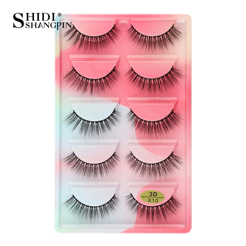 3 à 5 paires – Cils en vison 3D naturels, longs et doux, courts – Faux cils faits main, outil de maquillage pour extension de cils