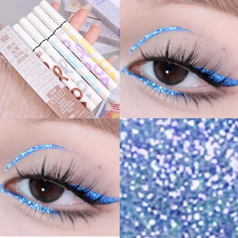 Eyeliner liquide violet nacré – paillettes diamant, waterproof, longue tenue, séchage rapide, effet brillant, fard à paupières soyeux
