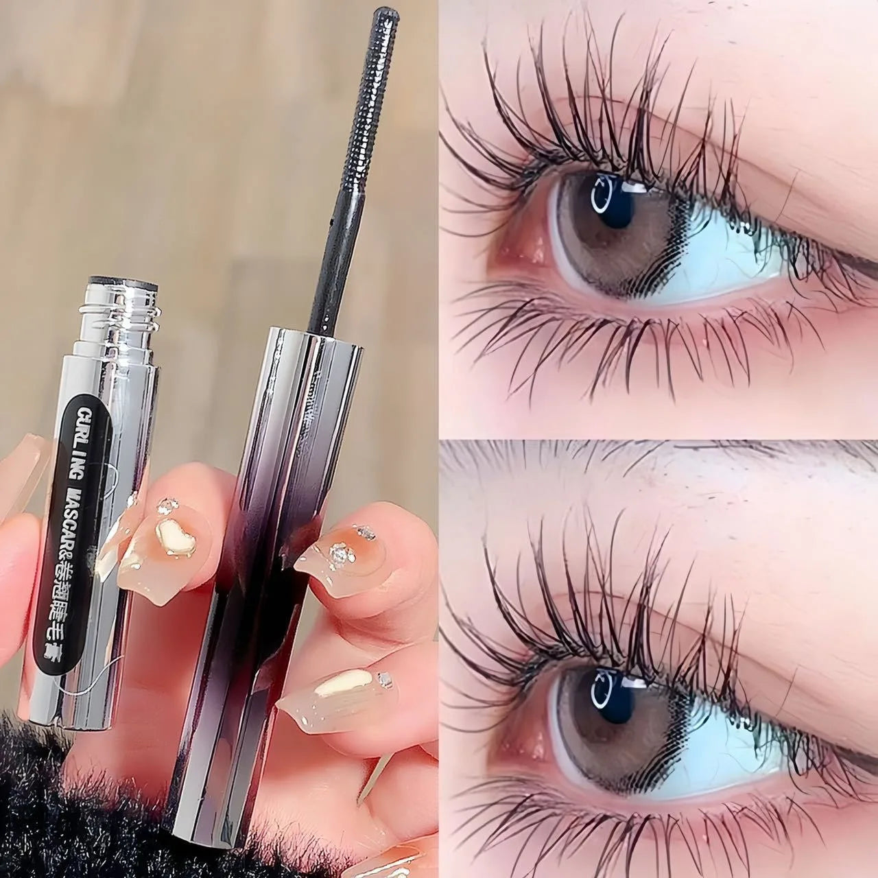 Mascara métal fibres de soie brosse ultra-fine noir et marron waterproof longue tenue recourbant extensions cils
