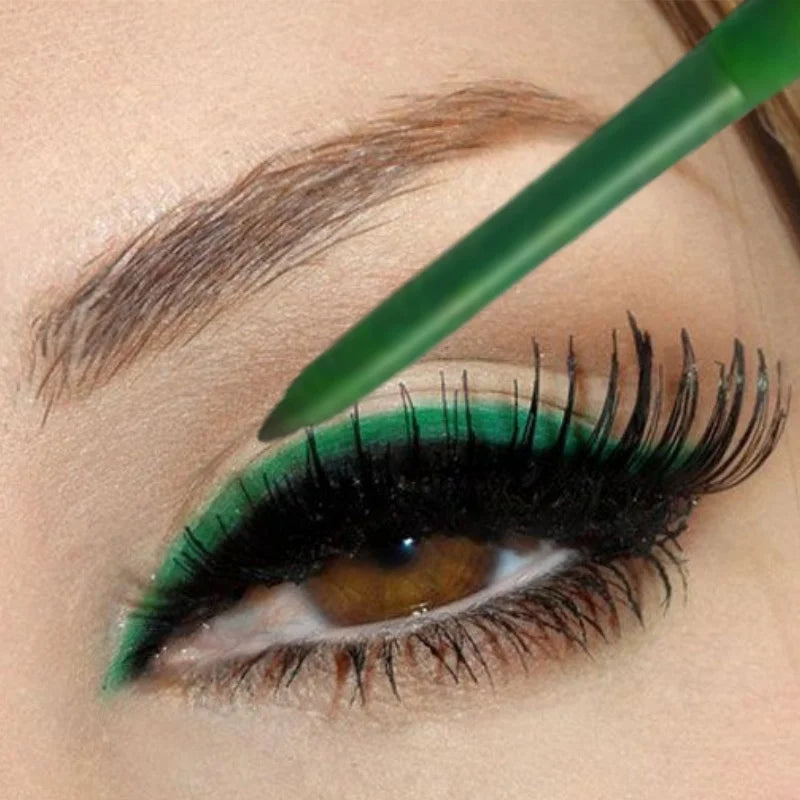 Ombre à paupières caméléon pailletée verte, crayon eyeliner brillant chromé waterproof vert, or et violet, stylo de maquillage effet ver à soie