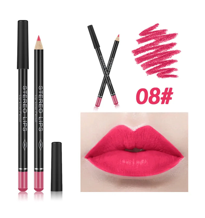 Crayon à Lèvres Mat Populaire – Waterproof, Effet Repulpant, Teintes Naturelles Nude et Rose, Contour Professionnel des Lèvres