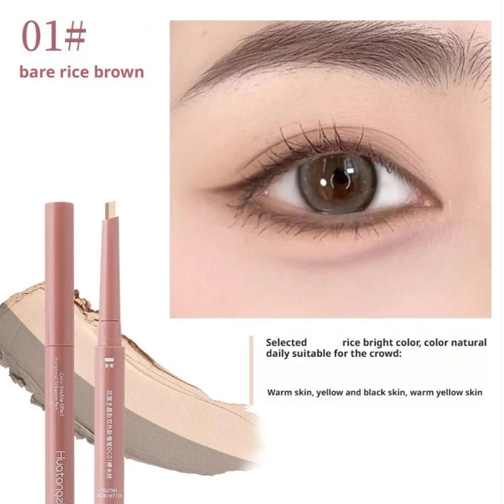 Crayon illuminateur double embout effet ver à soie couché, stylo maquillage, contour des yeux liquide nude, eyeliner et fard à paupières, stick illuminateur pour les yeux