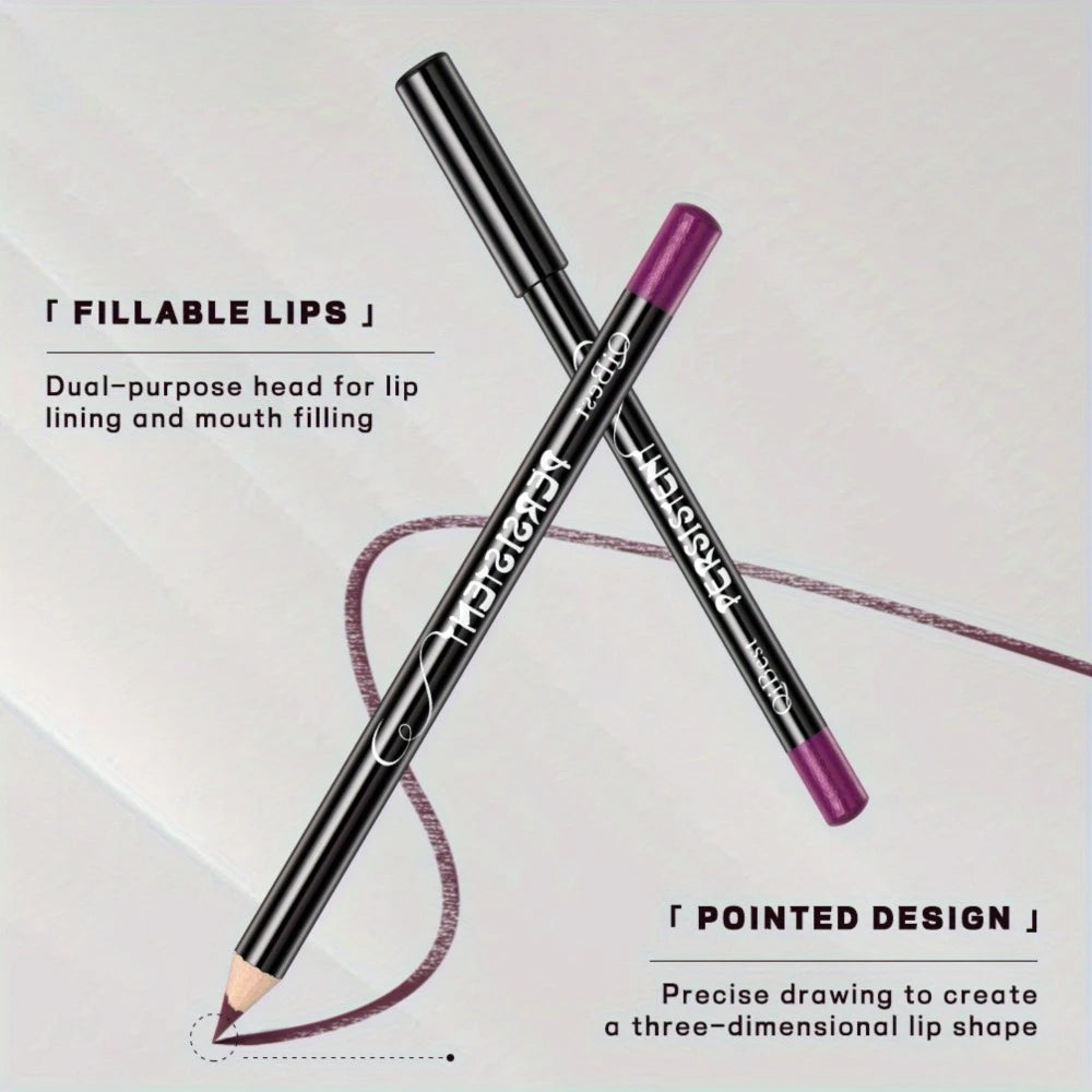 Set 12 Crayons à Lèvres Mat Nude – Longue Tenue, Waterproof, Haute Pigmentation, Crayon Contour, Outils Maquillage des Lèvres