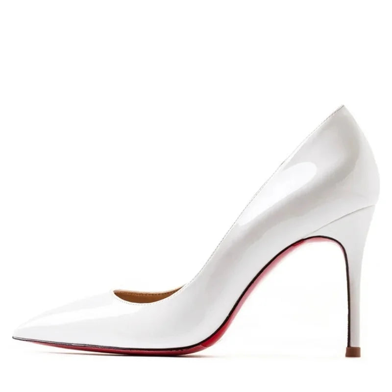 « Escarpins Femme 2025 – Talon 12 cm, Cuir Rouge, Pointus »