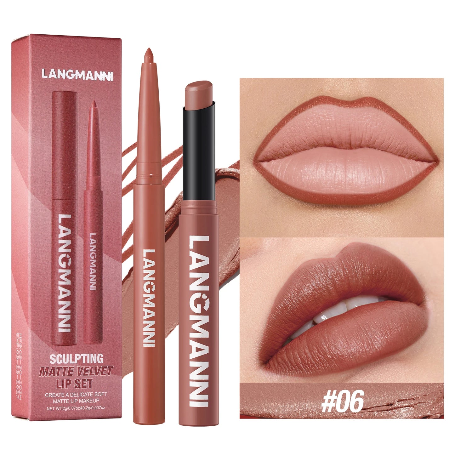 Set intégré rouge à lèvres + crayon contour waterproof – Tenue durable, sans bavure et sans transfert | Couleur longue durée | Facile à appliquer pour un maquillage lèvres parfait