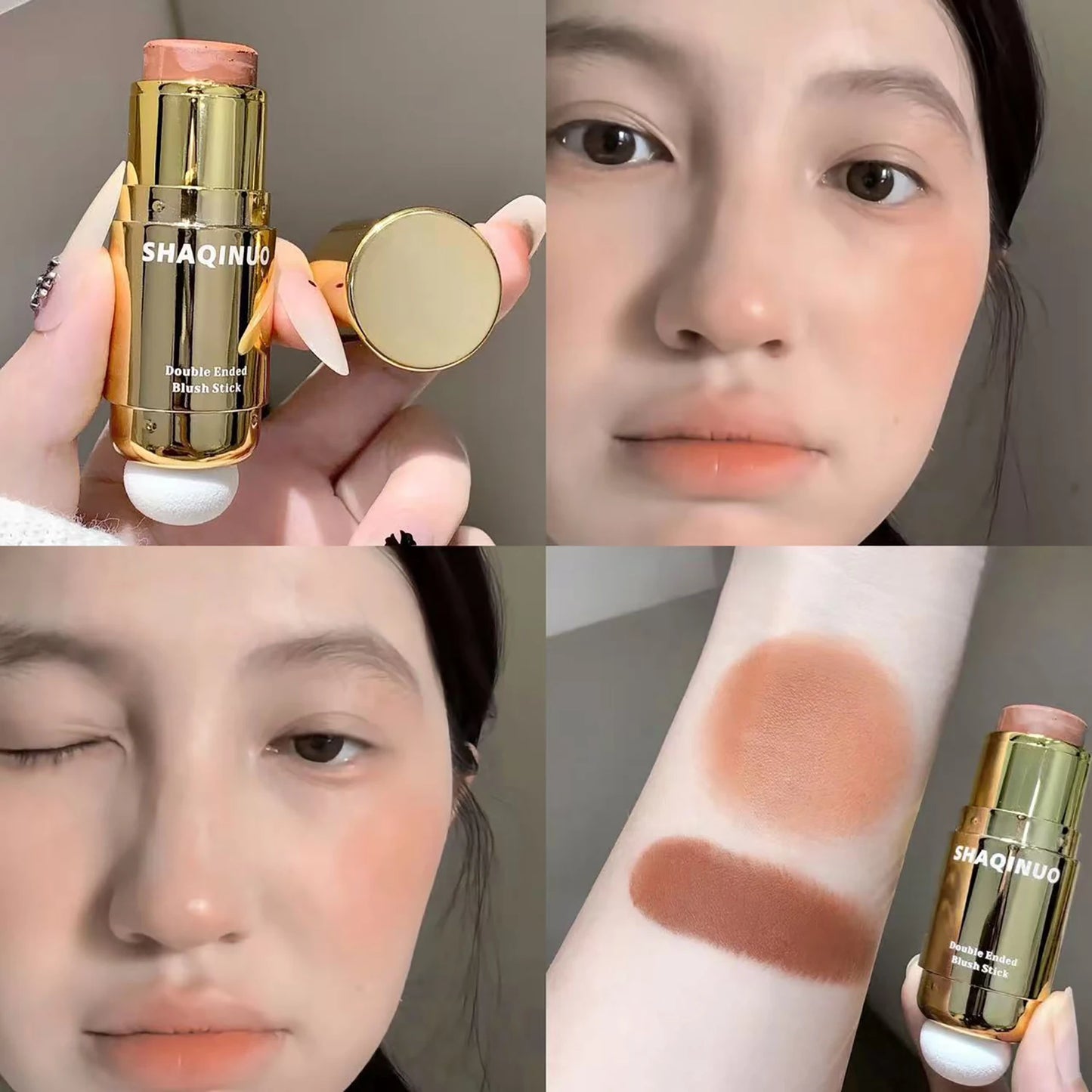 Blush Stick Velours Mat — Texture Lisse, Longue Tenue, Teinte Brune, Idéal Automne/Hiver, Effet Maquillage Naturel, Facile à Appliquer