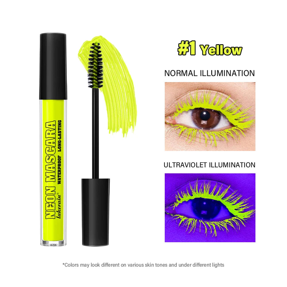 Mascara coloré volume et courbure waterproof longue tenue – bleu, blanc, vert, rose