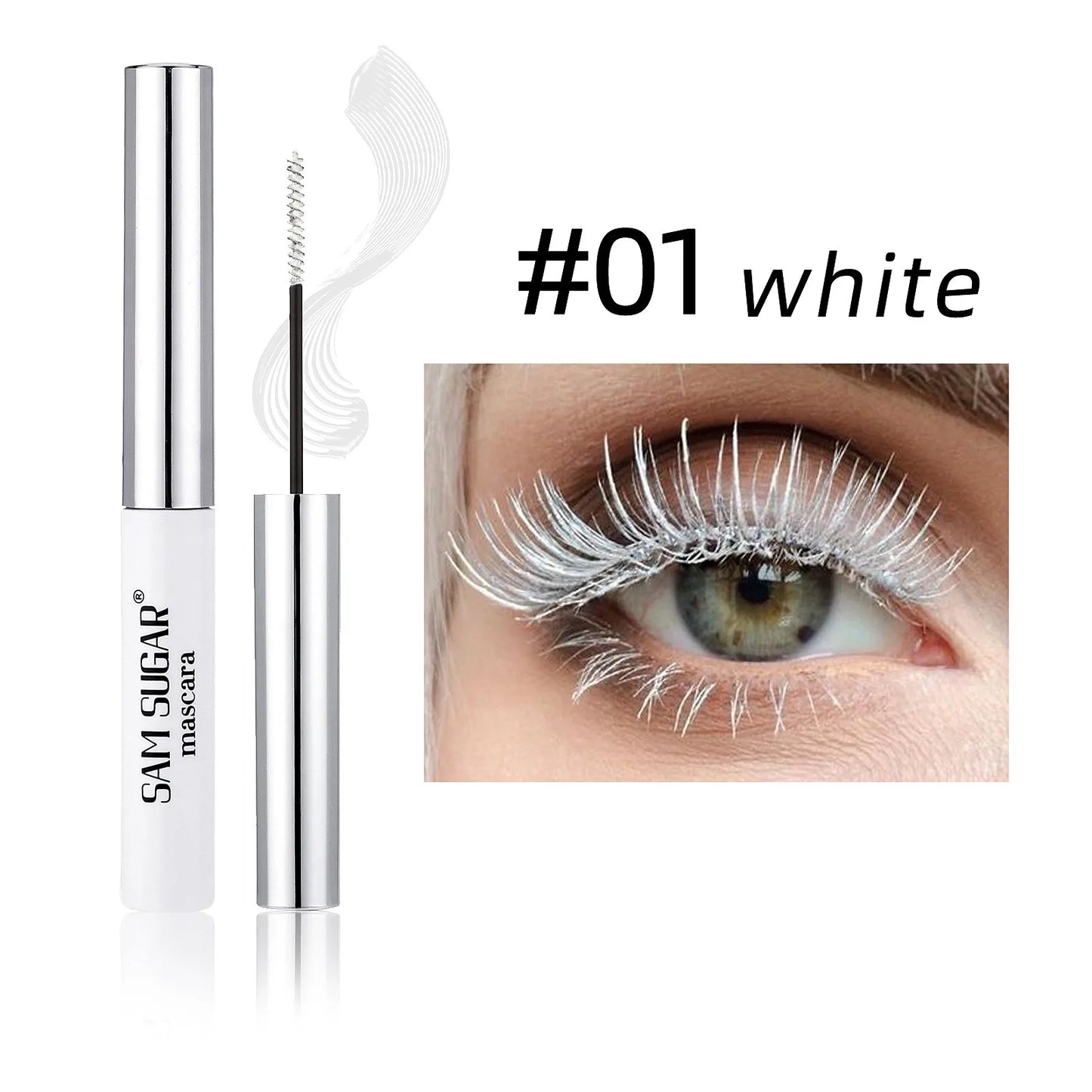 Mascara fibres de soie coloré brosse ultra-fine allongeant cils waterproof séchage rapide vert et rose