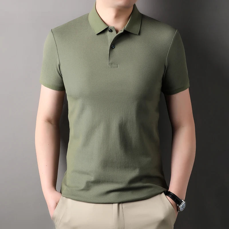 Polo à manches courtes pour hommes, 100% pur coton, mode d'été, classique, couleur unie, confortable, golf, T-shirt style décontracté, offre spéciale