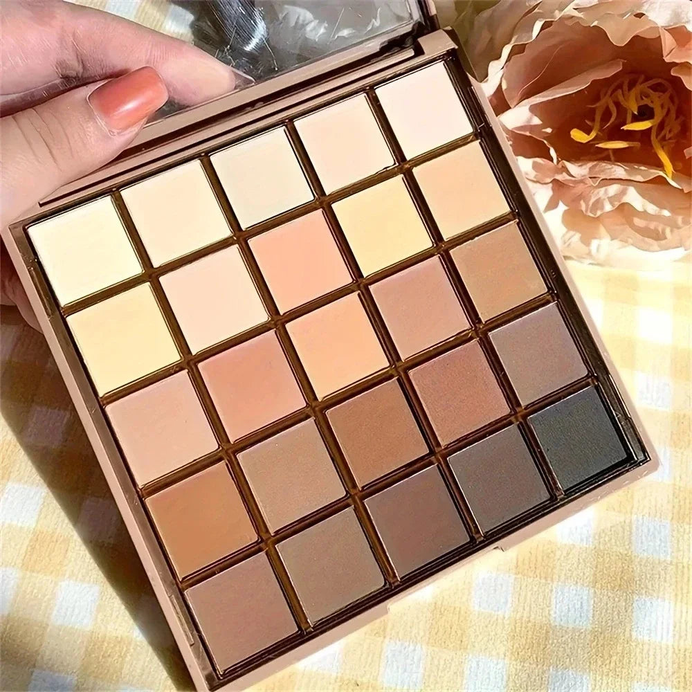 Palette Fards à Paupières 25 Couleurs — Tons Naturels Gris, Marron et Terre, Style Café et Chocolat, Maquillage pour Yeux, Cosmétiques pour Femmes