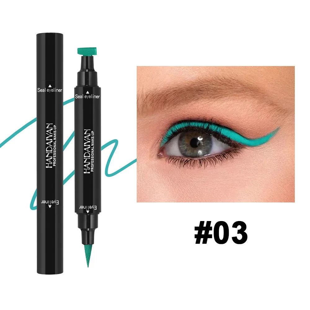 Eyeliner Liquide Triangle Double-Embout – Tampon, Waterproof, Anti-Sueur, Séchage Rapide, Outil de Maquillage des Yeux