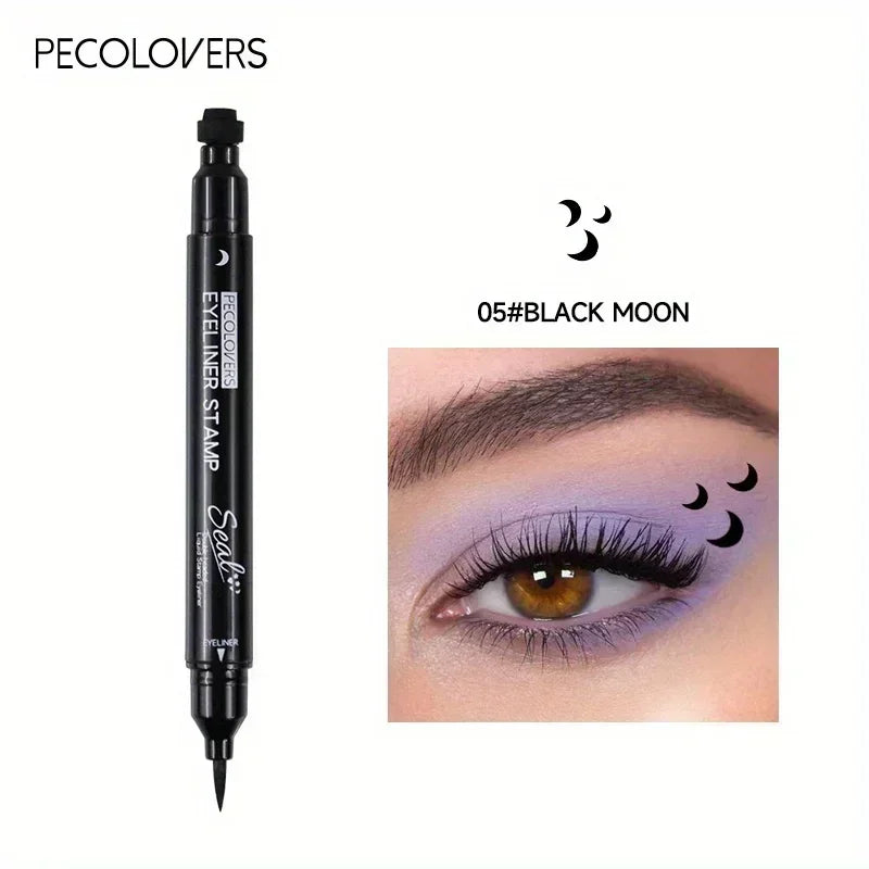 Eyeliner double embout 1 pc – motifs étoile, cœur, lune, waterproof, séchage rapide, adapté aux débutants et professionnels