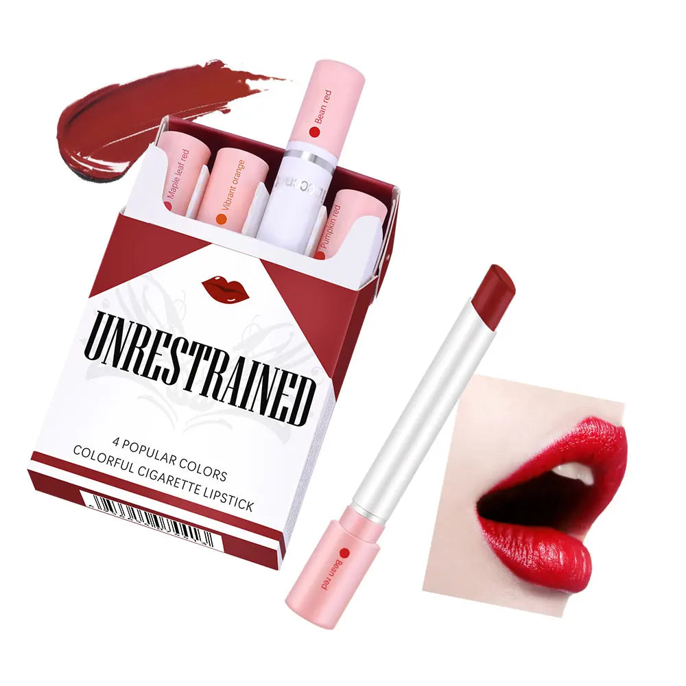 Coffret “Colors Cigarettes” 4 rouges à lèvres – Tenue longue durée et waterproof | Finition mate et transparente | Idéal comme cadeau de Saint-Valentin