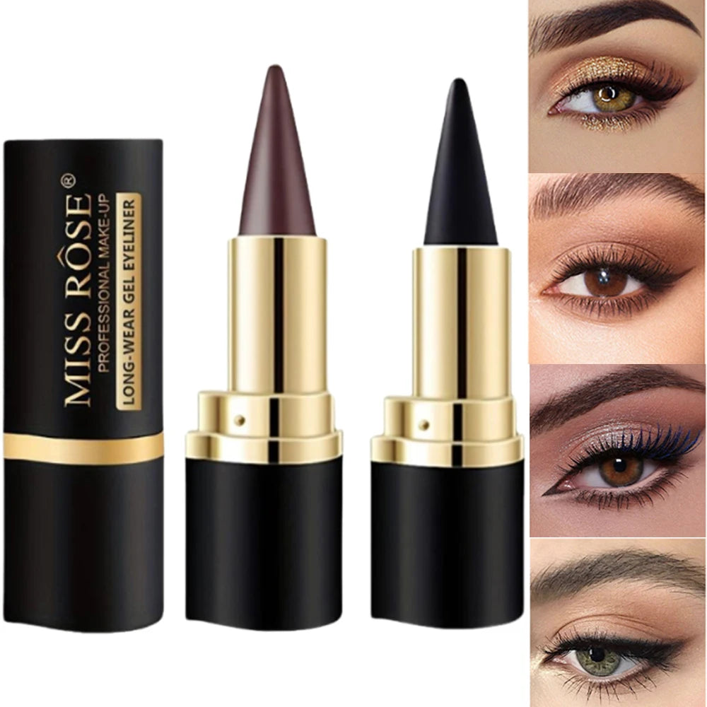 Set 2 pcs eyeliner gel – texture crémeuse, facile à appliquer, résistant à la sueur, haute pigmentation, accessoires maquillage quotidien pour femmes