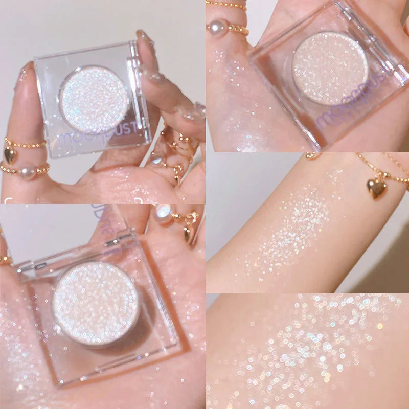 Ombre à paupières mono-couleur nacrée aux tons terreux, longue tenue, waterproof, pailletée, pour les yeux, poudre pressée, maquillage cosmétique