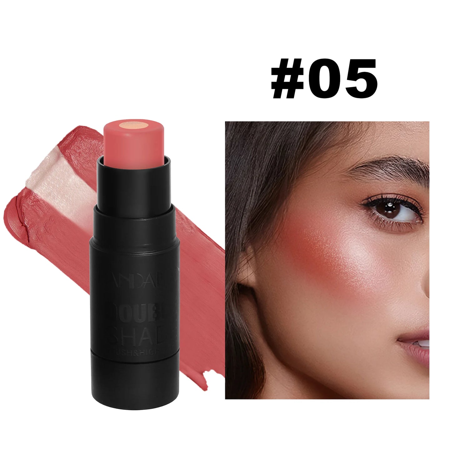 Stick Blush Velours — Crème Rouge Longue Tenue pour Joues, Lèvres et Yeux, Facile à Estomper, Fini Naturel