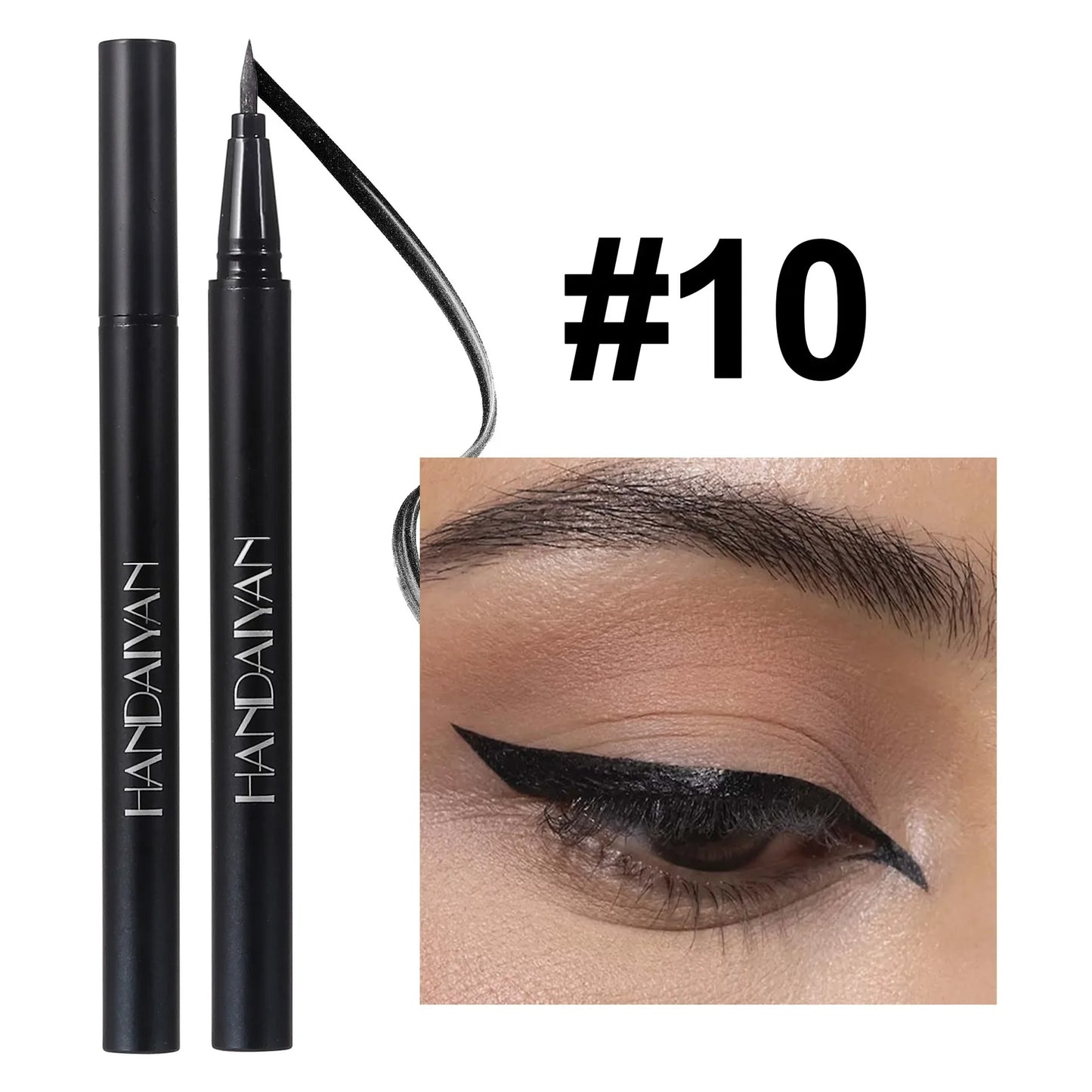 Eyeliner Liquide Diamant — brillant, waterproof, séchage rapide, fini métallique argent et or, perlé, effet soyeux, illumine le regard