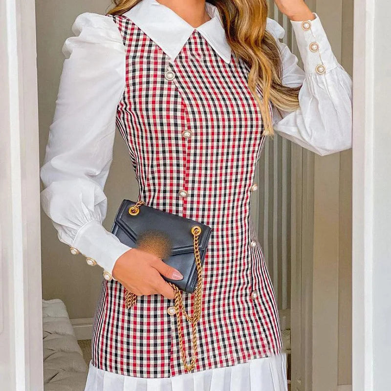 Robe Courte Élégante à Col Chemise