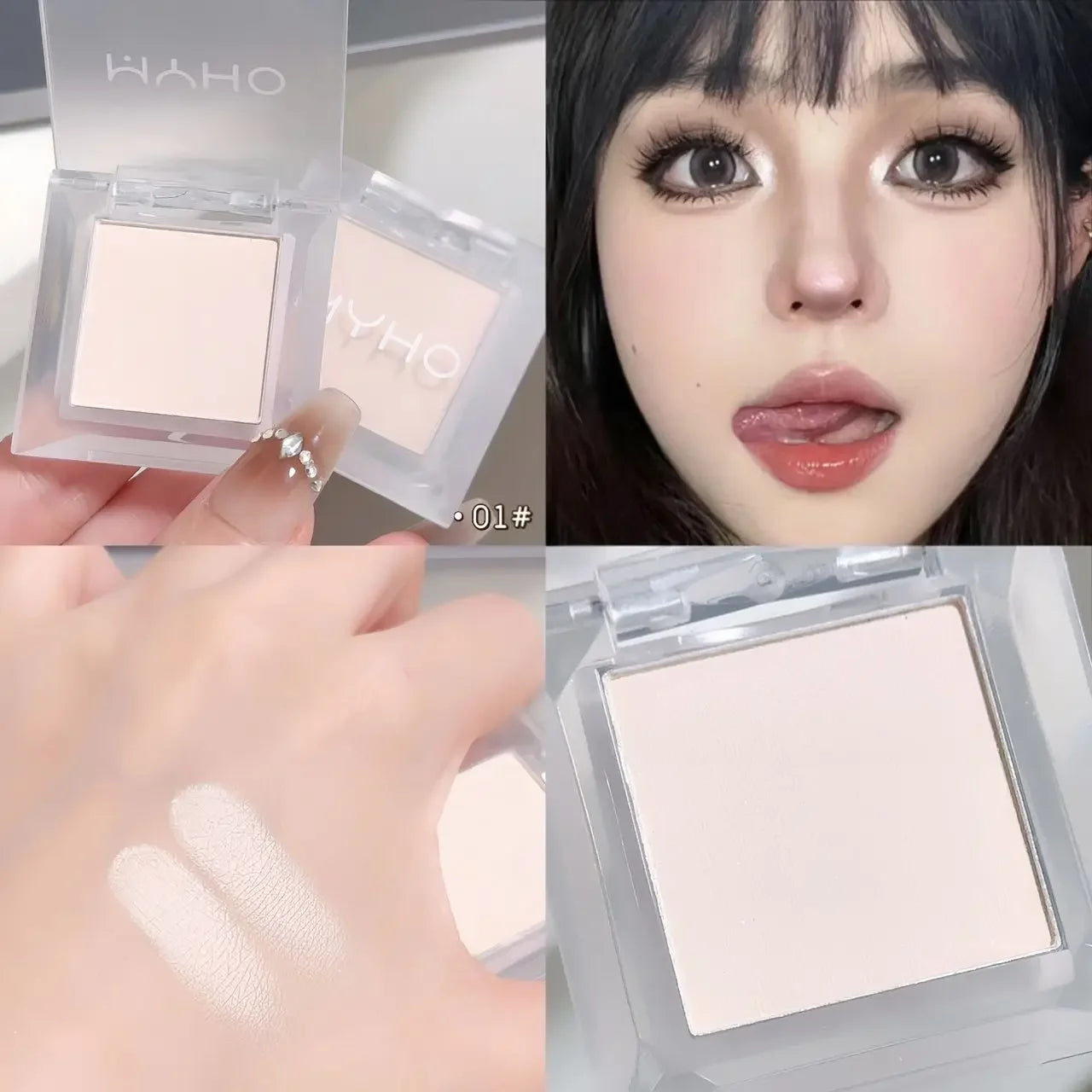 Palette highlighter visage matte blanche, jade nacré, fards à paupières smoky, multifonction, illumine visage et yeux