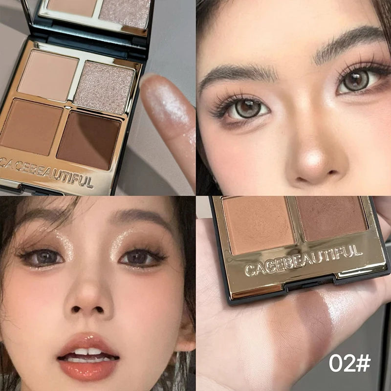 Palette fards à paupières 4 couleurs, gris fumé et noir, mats et nacrés pailletés, pigments lumineux, longue tenue