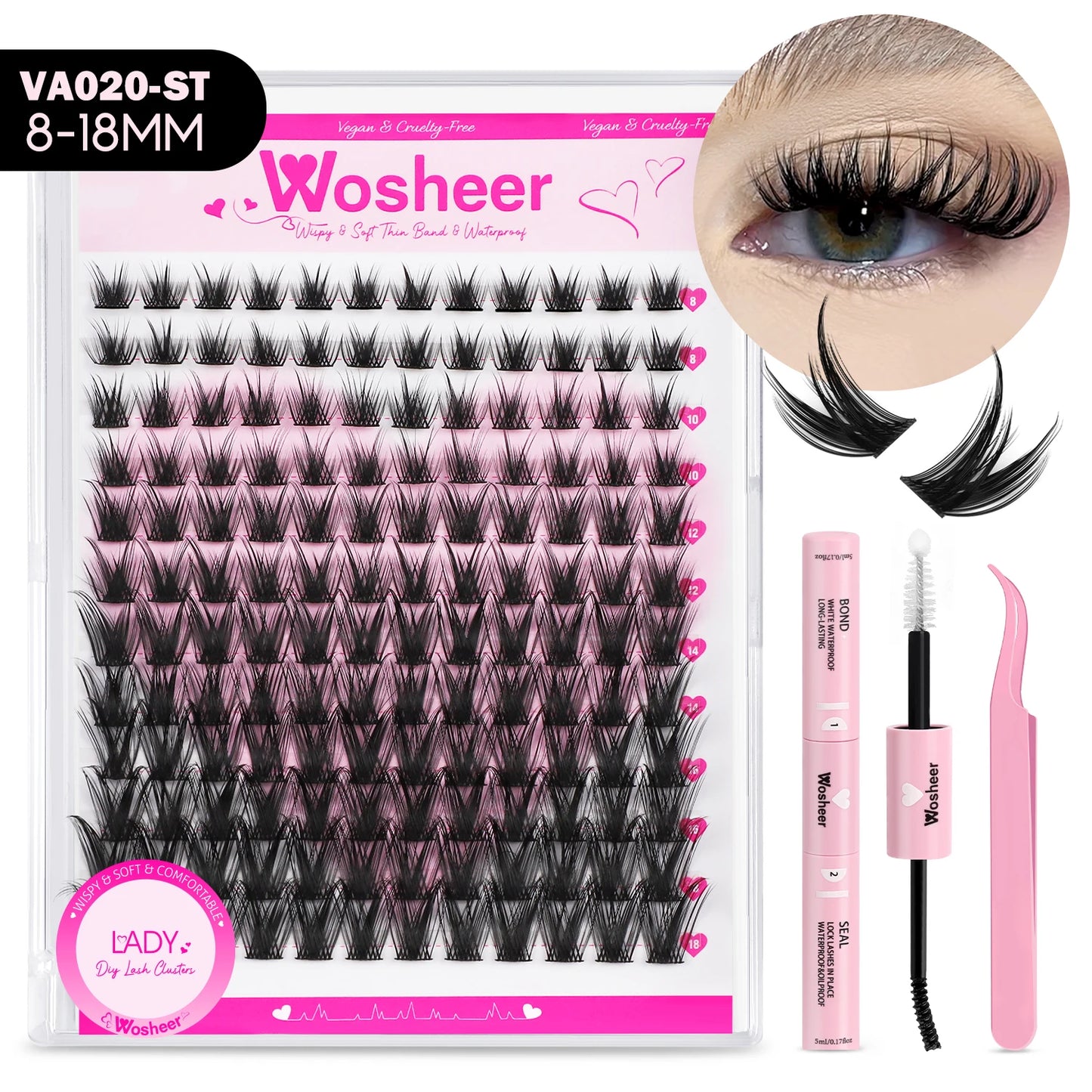 Faux-cils style manga kit cils individuels look humide pointus clair style anime