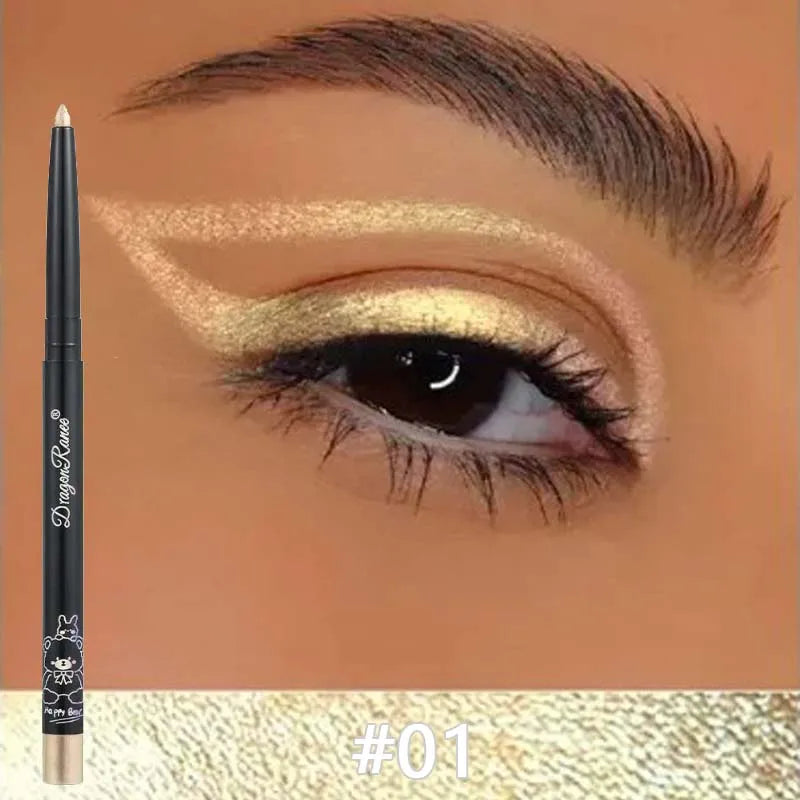 Stylo Gel Eyeliner caméléon, imperméable, brillant, chromé, ombre à paupières, crayon à paillettes, perle, vert, or, couché, ver à soie, maquillage pour les yeux